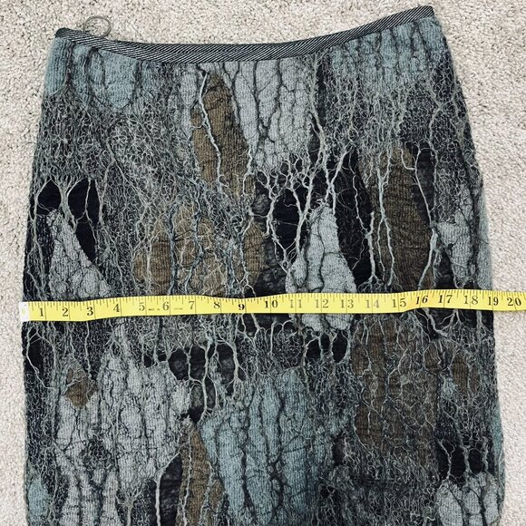 Marianne Kooimans Japanese Blue & Gray Eroded Wool Knit knee-length pencil skirt - Picture 10 of 12